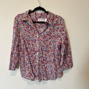 Alfred Dunner Women’s Plus Size Floral Button-Up Blouse 100% Cotton Size 16